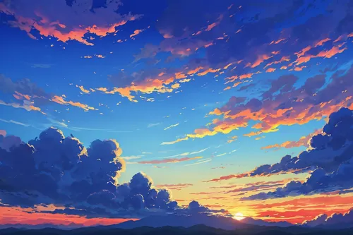 sky,skies,sky clouds,evening sky,cloudscape,skyscape,mountain sunrise,summer sky,blue sky clouds,daybreak,clouds,landscape background,dusk background,sunrise in the skies,epic sky,sunset,clouds - sky,world digital painting,sunrise,the sky,Illustration,Japanese style,Japanese Style 05