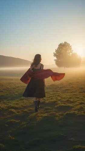 little girl in wind,red cape,capes,caped,flying girl,wonder,supergirl,eurythmy,super heroine,superwoman,super woman,daybreak,superheroic,scotswoman,kongfu,superheroine,lindsey stirling,madding,unschoo