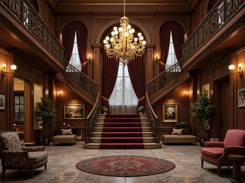 greystone,banff springs hotel,nemacolin,emirates palace hotel,hotel lobby,lobby,luxury hotel,hallway,entrance hall,gleneagles hotel,foyer,crown palace,amanresorts,driehaus,cochere,chandeliers,opulently,hotel hall,ornate room,claridge