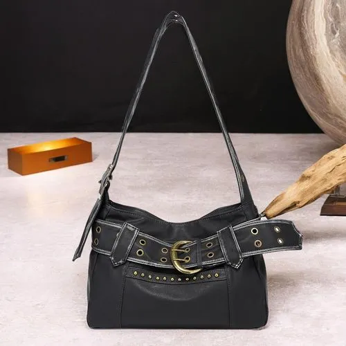 black purse with shoulder strap, with wood and marble,purse,handbag,pursestrings,pattern bag clip,stone day bag,crossbody