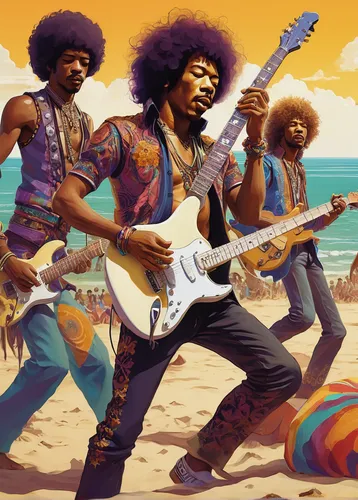 jimmy hendrix,jimi hendrix,rock band,afro american,afro-american,olodum,afroamerican,thundercat,rastaman,musicians,monkeys band,guitar player,dig it up,groovy,music band,afro,music fantasy,70's icon,guitar solo,purple pageantry winds,Conceptual Art,Sci-Fi,Sci-Fi 05