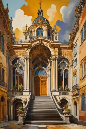 baroque building,modena,the lviv opera house,baroque,uffizi,delgada,urbino,lviv,certosa di pavia,sapienza,szeged,miniato,vittoriano,venaria,bergamo,piazza di spagna,portal,spanish steps,rudolfinum,monastery of santa maria delle grazie,Art,Artistic Painting,Artistic Painting 41