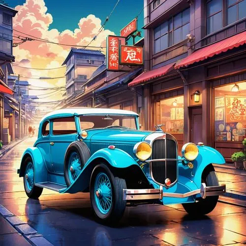 topolino,retro car,3d car wallpaper,vintage car,mitsuoka,retro automobile,Illustration,Japanese style,Japanese Style 03