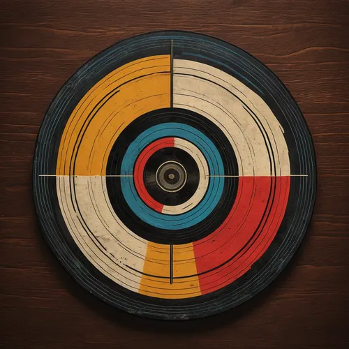 Craft a retro Radiohead logo inspired by vintage record art.,dart board,dartboard,target archery,bulls eye,battery icon,3d archery,magnetic compass,bullseye,wooden wheel,abstract retro,wooden spool,bu