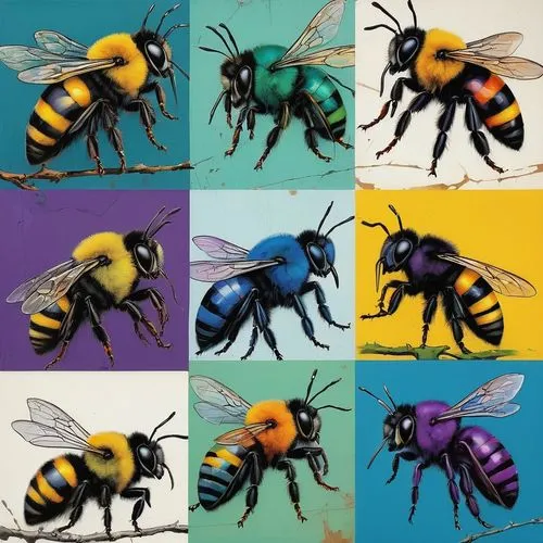 bees,bumblebees,bee,abejas,honey bees,honeybees,Illustration,Paper based,Paper Based 05