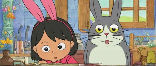 cute cartoon character,my neighbor totoro,cute cartoon image,agnes,rabbit owl,jiji the cat,animated cartoon,no ear bunny,cartoon cat,rabbit ears,brown rabbit,little rabbit,rebbit,little bunny,domestic rabbit,cottontail,rabbits,rabbit family,wild rabbit,studio ghibli,Illustration,Retro,Retro 23