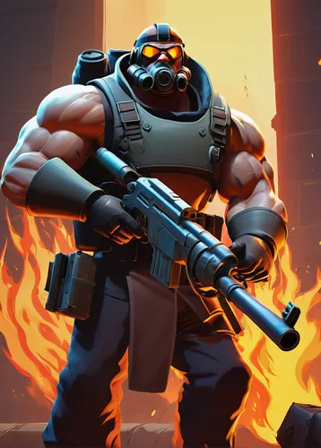 heavy construction,enforcer,fire background,steam icon,mercenary,twitch icon,firebrat,bot icon,builder,grenadier,engineer,miner,renascence bulldogge,edit icon,smoke background,game illustration,growth icon,tankerton,wall,valve,Conceptual Art,Fantasy,Fantasy 12