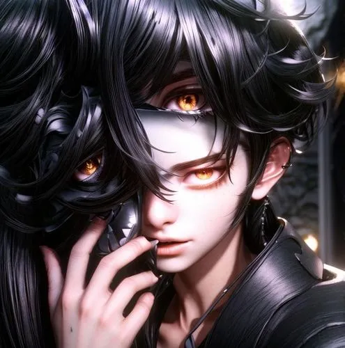 shinigami,vanitas,ren,black dragon,red eyes,anime 3d,halloween wallpaper,dark art,black crow,halloween background,yukio,black eyes,black raven,gothic portrait,persona,edit icon,black rose,dark-type,darkness,nine-tailed