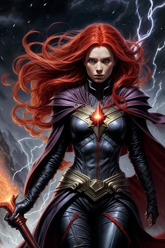 scarlet witch,starfire,firestar,heroic fantasy,goddess of justice,wanda,black widow,woman power,fantasy woman,red super hero,fiery,captain marvel,elenor power,super heroine,the enchantress,sorceress,l