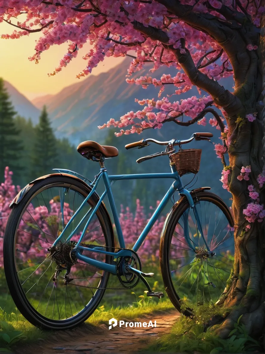 4k Nature Spring Wallpaper: Bicycle 4k Ultra HD Wallpaper,floral bike,japanese sakura background,bicycle,artistic cycling,springtime background,spring background,sakura background,bike,bicycle ride,bi