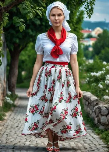 dirndl,folk costume,kalinka,bosnian,bosniak,russian folk style,Photography,General,Realistic