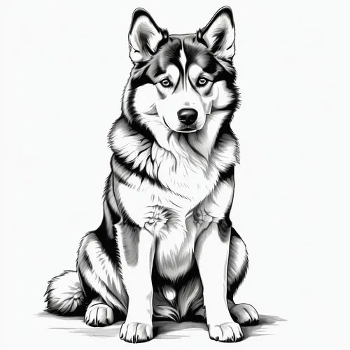 malamute,siberian husky,dog illustration,balto,husky,aleu,Illustration,Black and White,Black and White 35