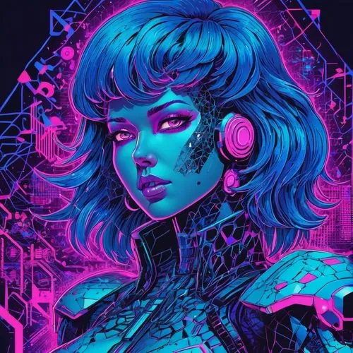 cyberpunk,80s,cyber,80's design,ultraviolet,neon,vector girl,echo,neon ghosts,violet,neon light,futuristic,black light,indigo,scifi,mute,disco,terminator,cyborg,vector illustration,Conceptual Art,Sci-Fi,Sci-Fi 27