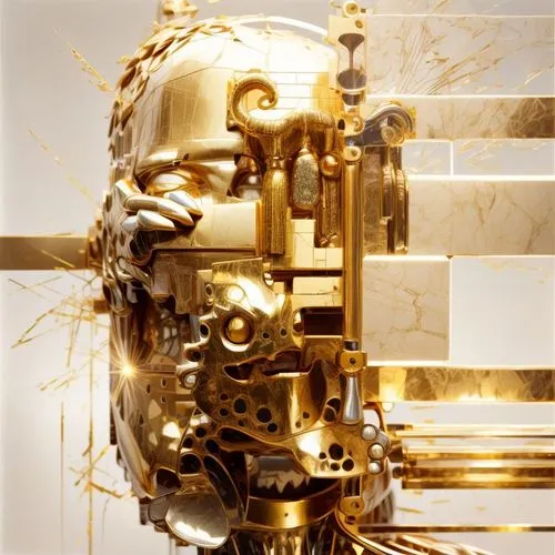 automaton,gold paint stroke,gold mask,endoskeleton,goldtron,cinema 4d,gilded,golden mask,automata,cybergold,droid,percolator,mechanoid,scrap sculpture,automatica,golcuk,automatique,gilding,samovar,gollust