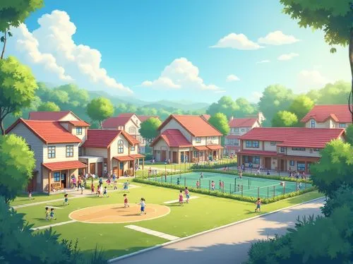 acpc,sylvania,aurora village,butka,alpine village,golf resort,schoolyard,country estate,dreamsville,knight village,idyllic,township,townhomes,residential,holiday complex,country club,kindergarten,mountain village,streamwood,ghibli,Photography,General,Realistic