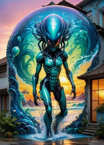 poseidon,sea god,god of the sea,cuthulu,water creature,merfolk,merman,neptune,sea devil,sea man,aquarius,poseidon god face,nautilus,cg artwork,apiarium,water bomb,tsunami,medusa gorgon,the man in the water,aquatic,Conceptual Art,Fantasy,Fantasy 15