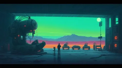 Horizon style, cyberpunk style, retro-futuristic, by Simon Stalenhag, {scientist assembles a compact nuclear reactor in the laboratory. perfect hands, perfect anatomy} . vintage sci-fi, 50s and 60s st