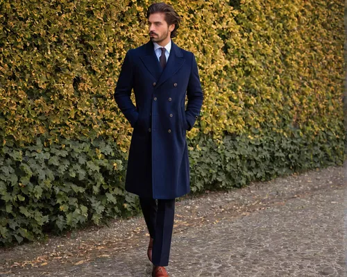 long coat,overcoat,navy suit,men's suit,frock coat,coat,fernando alonso,napoleon iii style,aristocrat,valentino,navy blue,old coat,imperial coat,italian style,wedding suit,gentlemanly,dress shoes,trench coat,w 21,male model,Illustration,Retro,Retro 11