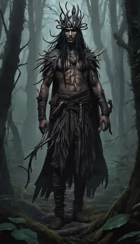 forest man,barbarian,shaman,forest king lion,druid,shamanism,tribal chief,woodsman,shamanic,cave man,black warrior,minotaur,primitive man,druids,maori,warlord,the wanderer,wind warrior,pagan,faun,Conceptual Art,Fantasy,Fantasy 34