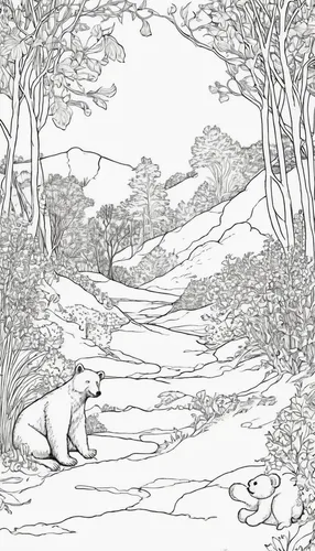 Write a heartwarming story about Billy's journey to find his lost teddy bear.,elephant line art,brook landscape,cartoon forest,coloring page,mono-line line art,line drawing,line art animals,forest pat