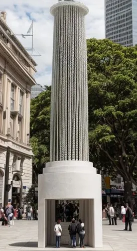 a small size sculpture , 2 meters , realistic, people, plaza, in the style of Gisela Colon, a person is standing close to it
,plaza de la revolución,são paulo,porto alegre,vedado,singapore landmark,bu