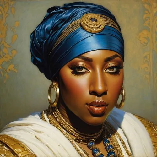 african woman,african american woman,moorish,nigeria woman,beautiful african american women,turban,headscarf,lily of the nile,cleopatra,ancient egyptian girl,orientalism,iman,african culture,woman portrait,black woman,portrait of a woman,beautiful bonnet,oil painting on canvas,african art,romantic portrait,Art,Classical Oil Painting,Classical Oil Painting 42