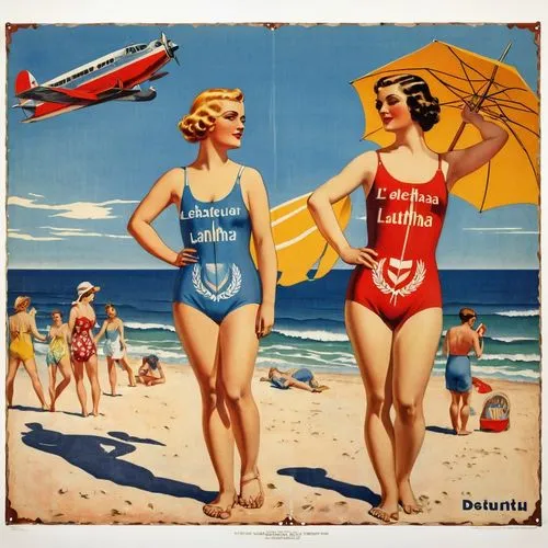 beach towel,southwest airlines,summer beach umbrellas,vintage art,lifeguard,vintage man and woman,lifebuoy,beach goers,mamaia,retro women,retro pin up girls,vintage girls,vintage boy and girl,vintage advertisement,stewardess,travel poster,advertising campaigns,qantas,life guard,tin sign,Photography,General,Commercial