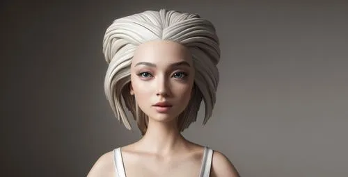 artificial hair integrations,3d model,cruella de ville,3d rendered,fractalius,female doll,hair loss,sculpt,woman sculpture,cruella,violet head elf,designer dolls,3d bicoin,human head,stylized,cgi,3d m