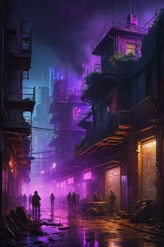 cyberpunk,hanoi,kowloon,slum,postapocalyptic,cityscape,dystopian,shanghai,cybertown,purple wallpaper,dystopias,dystopia,ultraviolet,kinkade,world digital painting,destroyed city,cybercity,slums,guangzhou,post apocalyptic,Art,Classical Oil Painting,Classical Oil Painting 26