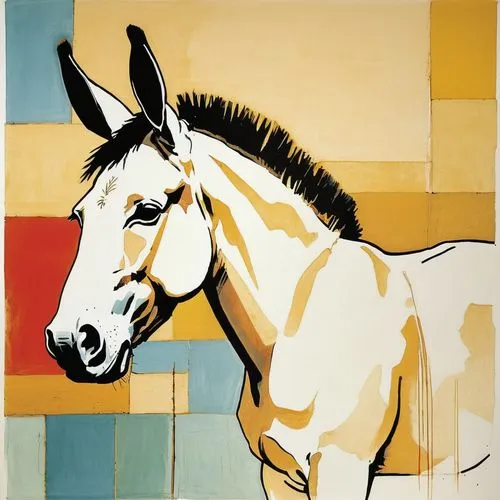 painted horse,palomino,portrait animal horse,a white horse,lusitano,chevaux,Illustration,Paper based,Paper Based 12