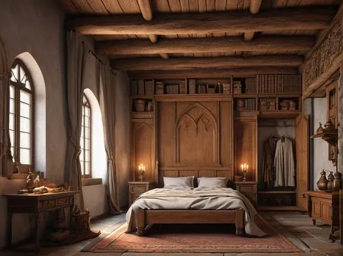 ornate room,danish room,four-poster,four poster,bedroom,sleeping room,wooden beams,great room,medieval architecture,children's bedroom,interiors,bedding,guest room,rooms,the little girl's room,wooden floor,canopy bed,fairy tale castle sigmaringen,attic,interior design