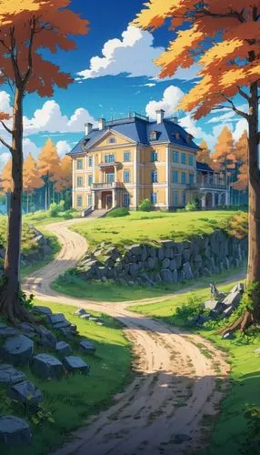 butka,sylvania,ghibli,shinbo,home landscape,landscape background,Illustration,Japanese style,Japanese Style 03