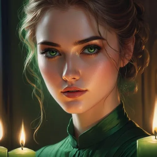 arya,sansa,ellinor,fantasy portrait,triss,chryste,romantic portrait,cersei,digital painting,etain,margairaz,behenna,margaery,demelza,daenerys,green eyes,nissa,candlelight,nelisse,elizaveta,Conceptual Art,Fantasy,Fantasy 17