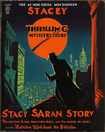 Write a thrilling mystery story involving Stacey Saran as the detective.,musical sheet,cd cover,sheet music,film poster,staccato,ester williams-hollywood,dracula,tobacco the last starry sky,stage curt