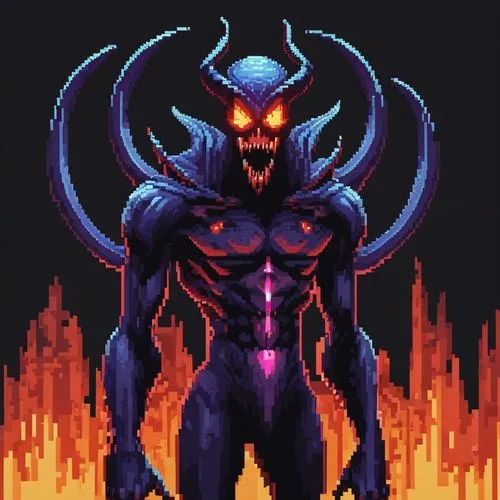 dormammu,surtur,devilman,balrog,demongeot,pixel art,Unique,Pixel,Pixel 01