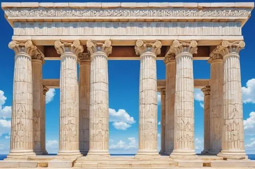 doric columns,greek temple,roman columns,erechtheion,erechtheus,columns,acropolis,pillars,three pillars,baalbek,parthenon,columned,the parthenon,akropolis,roman temple,persepolis,colonnaded,palmyra,temple of hercules,laodicea,Art,Artistic Painting,Artistic Painting 45