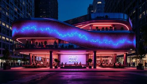 luminato,illuminated advertising,potsdamer platz,chicago night,berczy,colored lights,radio city music hall,flyer carousel,aotea,public art,esplanade,toronto,zeil,toronto city hall,julliard,the park at night,galleria,singapore,streeterville,the loop