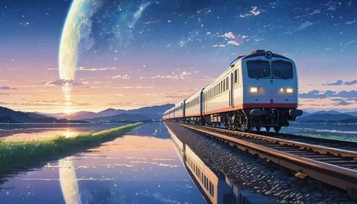 galaxy express,sky train,long-distance train,train of thought,last train,international trains,electric train,train,the train,studio ghibli,long-distance transport,eurobahn,journey,bullet train,maglev,special train,amtrak,glacier express,high-speed train,train way,Photography,General,Realistic