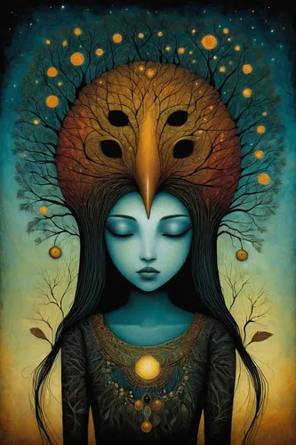 mother earth,shamanic,dryad,shamanism,sacred lotus,girl with tree,bodhi tree,mystical portrait of a girl,sacred fig,pachamama,earth chakra,faerie,somtum,anahata,moonflower,mantra om,heart chakra,shiva,yogananda,faery,Illustration,Abstract Fantasy,Abstract Fantasy 19