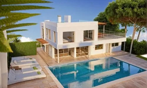 modern house,holiday villa,pool house,3d rendering,dunes house,beach house,luxury property,summer house,villa,tropical house,modern architecture,beautiful home,private house,inverted cottage,holiday home,model house,house shape,beachhouse,house floorplan,residential house