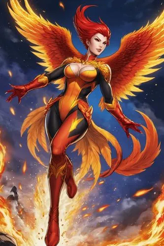 uniphoenix,flamebird,fire angel,phoenix,angelfire,pheonix,zauriel,lina,firehawk,fenix,phenix,fire siren,hellstrom,flame robin,daxia,phoenix rooster,hawkgirl,huiraatira,flame spirit,darna,Illustration,American Style,American Style 13