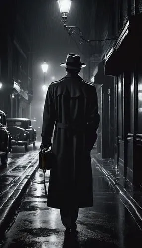 film noir,black city,al capone,sherlock holmes,detective,overcoat,holmes,hitch,sherlock,man with umbrella,black hat,smoking man,blind alley,casablanca,hitchcock,private investigator,black coat,inspector,sleepwalker,humphrey bogart,Conceptual Art,Fantasy,Fantasy 32