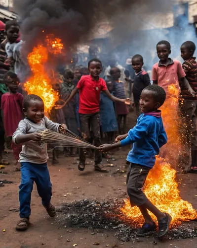 Children spin burning steelwools to sprinkle fire sparks as they celebrate the new year on a street of Kibera slum in Nairobi, on January 1, 2020,children of uganda,people of uganda,uganda,ethiopia,rw