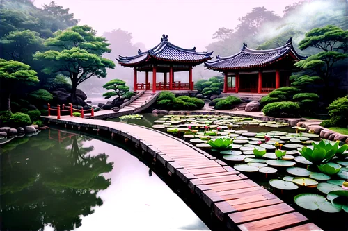 japanese garden,teahouse,lotus pond,shaoming,asian architecture,qingcheng,world digital painting,hyang garden,wudang,the golden pavilion,lily pond,zen garden,japan garden,oriental painting,oriental,teahouses,golden pavilion,japanese garden ornament,hushan,qingming,Unique,3D,Isometric