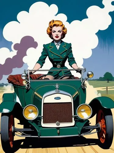 witch driving a car,namorita,palmiotti,rahne,illustration of a car,woman in the car