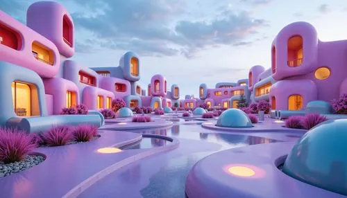 fantasy city,3d fantasy,futuristic landscape,3d render,candyland,3d rendered,virtual landscape,fantasy world,skylands,toontown,fairy world,imaginationland,dreamlands,fairy village,voxels,render,microworlds,wonderlands,agrabah,ecotopia