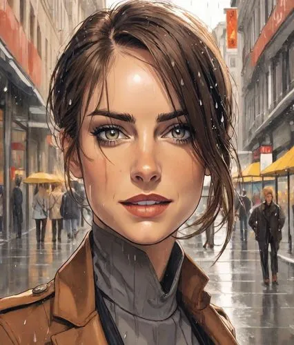 world digital painting,city ​​portrait,sci fiction illustration,digital painting,girl portrait,lara,cg artwork,walking in the rain,portrait background,the girl at the station,katniss,pedestrian,rosa ' amber cover,solo,fantasy portrait,in the rain,young woman,croft,lena,digital art,Digital Art,Comic