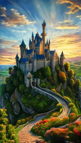 fairy tale castle,fairytale castle,fantasyland,fantasy picture,disney castle,fantasy landscape,Conceptual Art,Daily,Daily 32